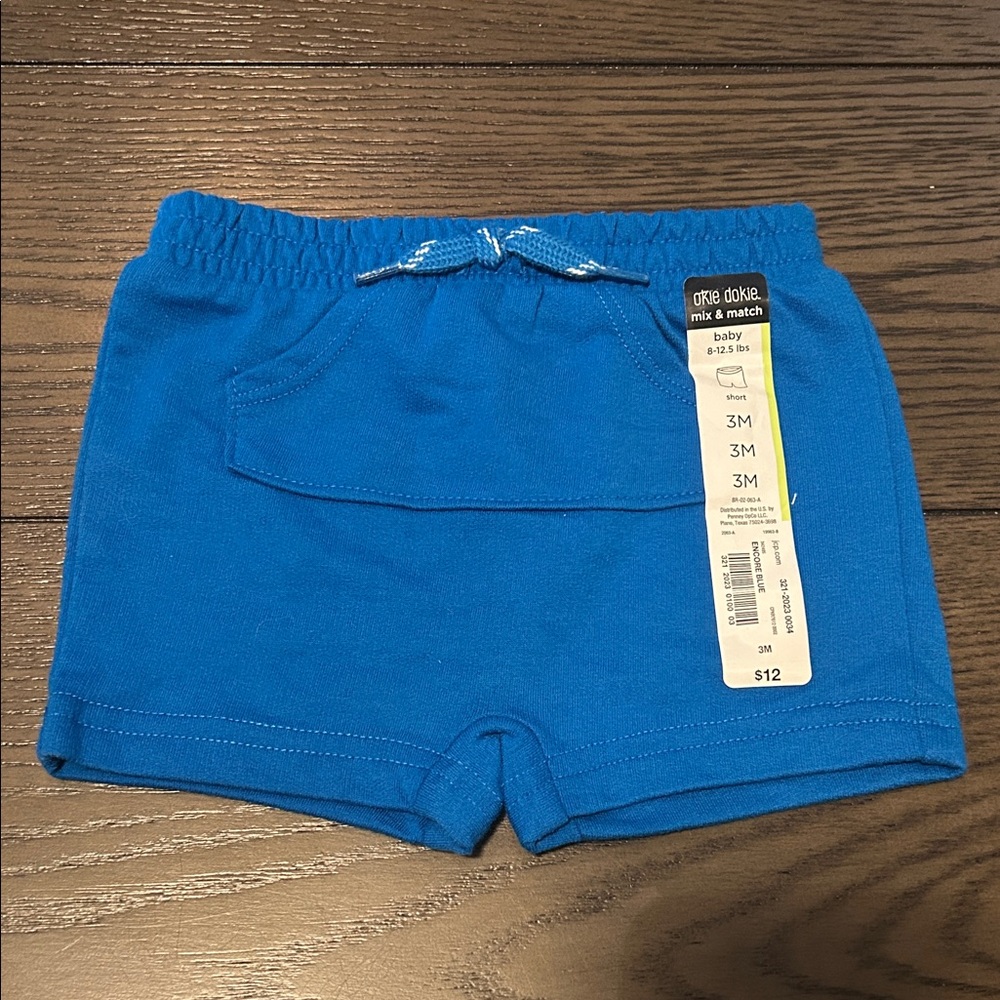 NWT Okie Dokie Encore Blue Pull On Shorts Size 3M